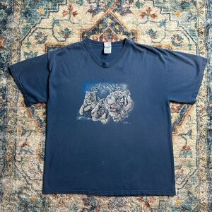 Vintage White Tigers Animal T-shirt Size XL